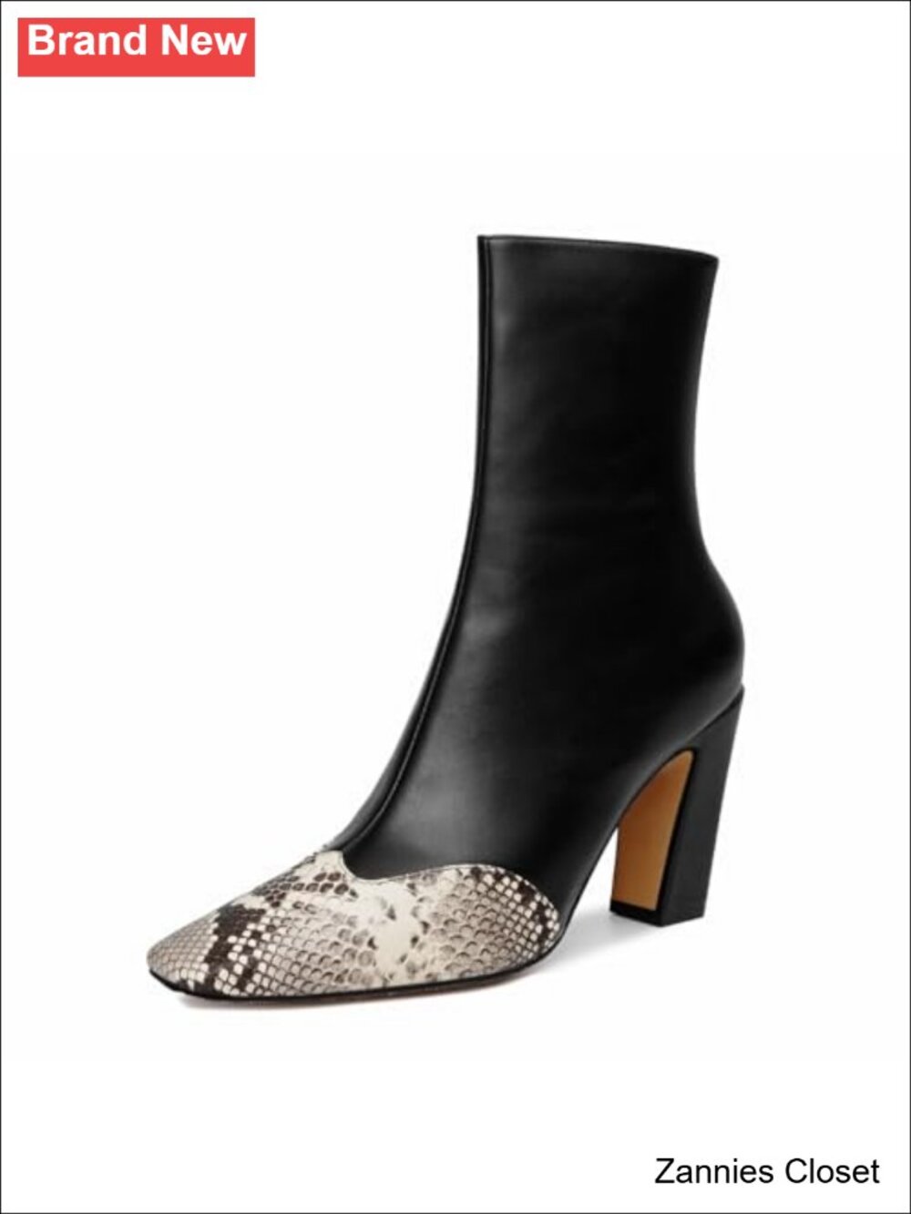 ✨ Square Toe Suede Ankle Boots High Heel Booties Block Heel